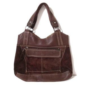 Fossil Genuine Leather & Suede Brown Boho Bag